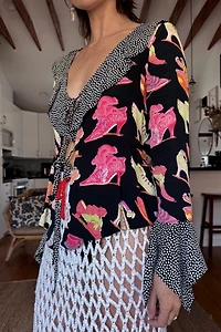 Ruffle Patterned Blouse Selected by Kikos Kloset