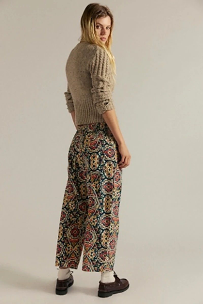 We The Free Lunan Crop Harem Cord Printed Jeans