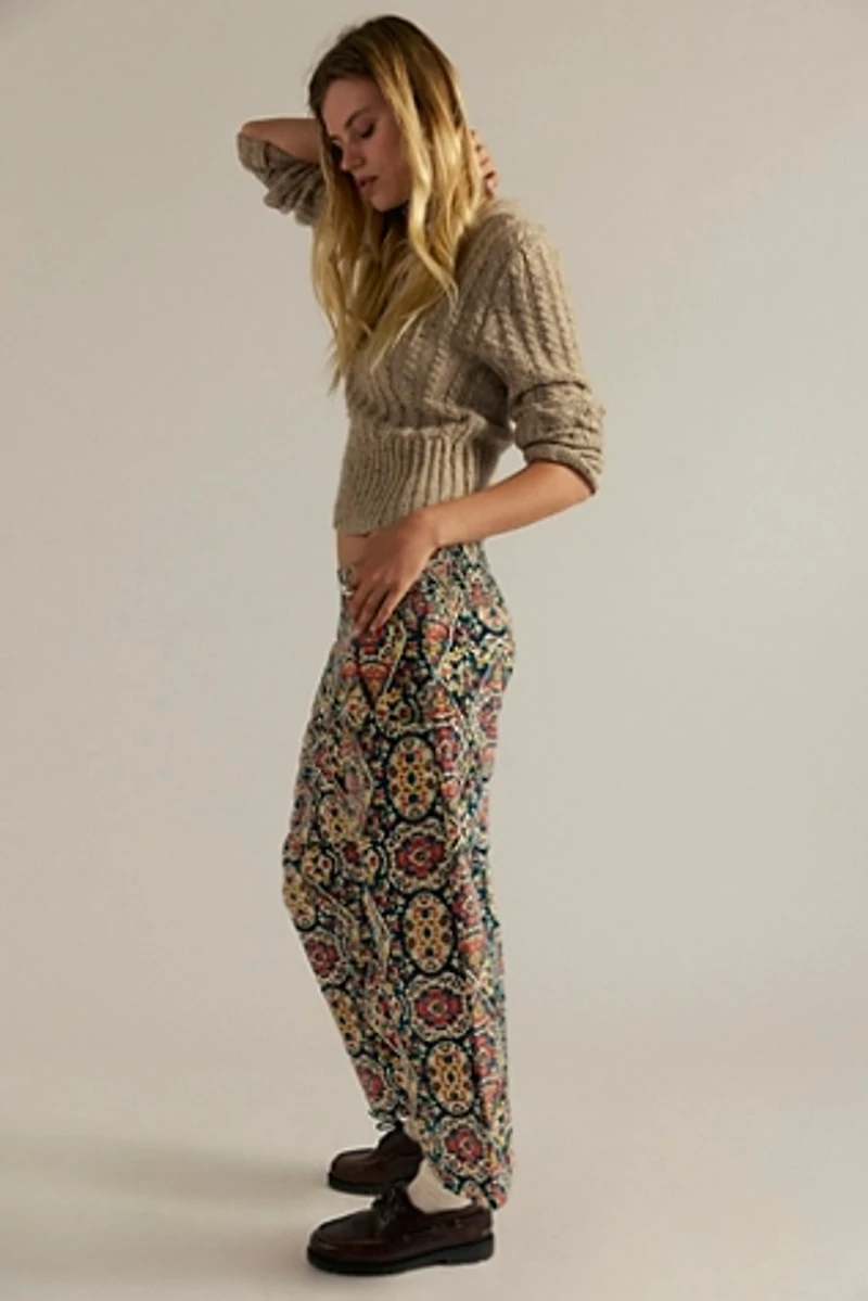 We The Free Lunan Crop Harem Cord Printed Jeans