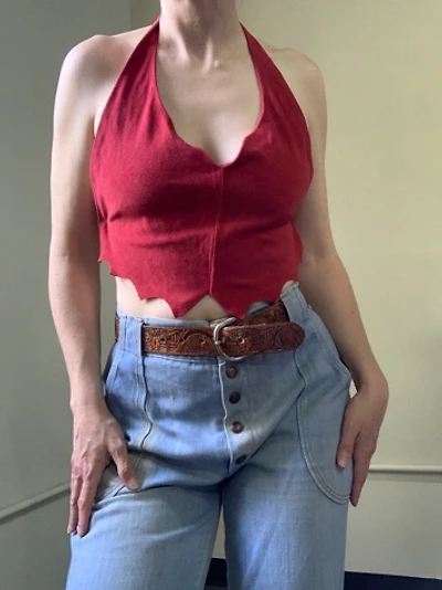 Vintage 1980s Suede Halter Top Selected by SharpLilTeeth