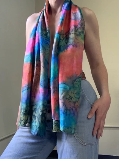 Vintage Hand Painted Silk Scarf Selected by SharpLilTeeth