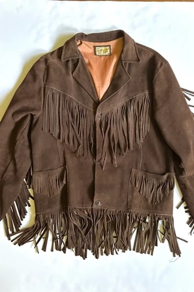 Vintage 1960s Dark Brown Suede Fringe Jacket Selected by Cherry