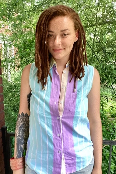 Vintage 1990s Pastel Striped Button Down Top Selected by Cherry