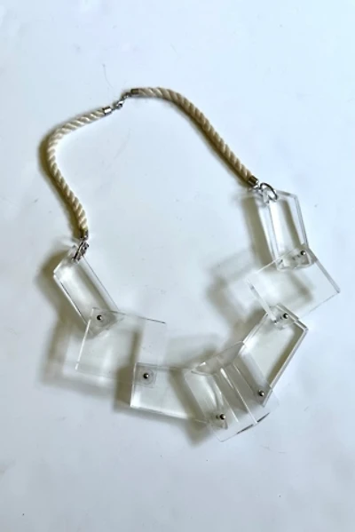 Vintage 1990s Clear Acrylic Cube and Rope Necklace Selected by Cherry