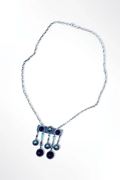 1970s Modernist Amethyst Glass Pendant Necklace Selected By Ritual Vintage