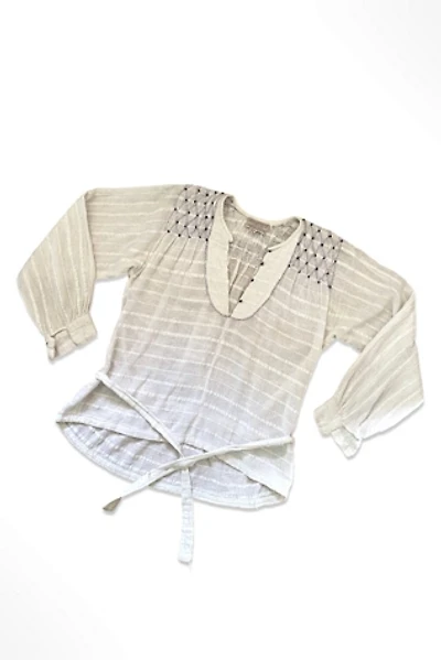 1970s Beaded Cotton Gauze Tie Back Peasant Blouse Selected By Ritual Vintage