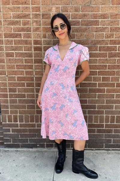 Vintage 1930's Feed Sack Pink Floral Dress Selected by FernMercantile