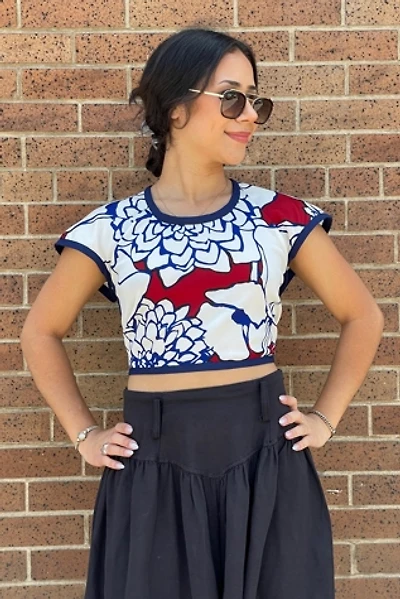 Vintage 1970's Large Floral Crop Top by FernMercantile