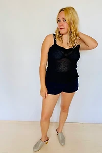 Hand Corchet Ruffel Cami Selected by Atlantic Vintage