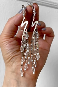 80s Beaded Lightning Bolt Chandelier Earrings Selected by MARMALADE