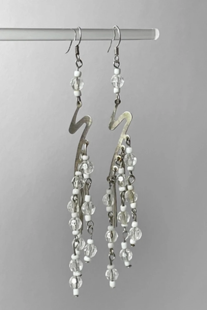 80s Beaded Lightning Bolt Chandelier Earrings Selected by MARMALADE