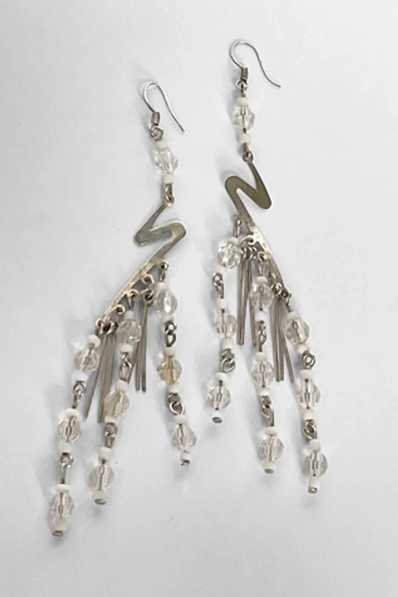 80s Beaded Lightning Bolt Chandelier Earrings Selected by MARMALADE