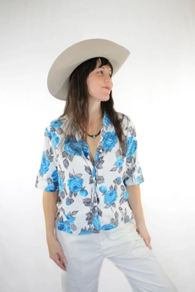 1980s Blue Hawaii Button Down Hawaiian Shirt Selected By Moons + Junes Vintage