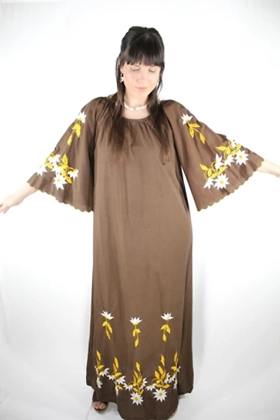 1970s Hawaiian Island Angel Sleeve Maxi Dress Selected By Moons + Junes Vintage