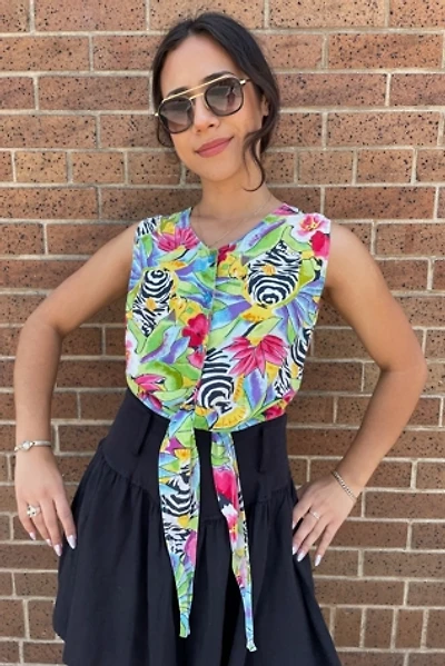 Vintage 1990's Tropical Crop Top Selected by FernMercantile