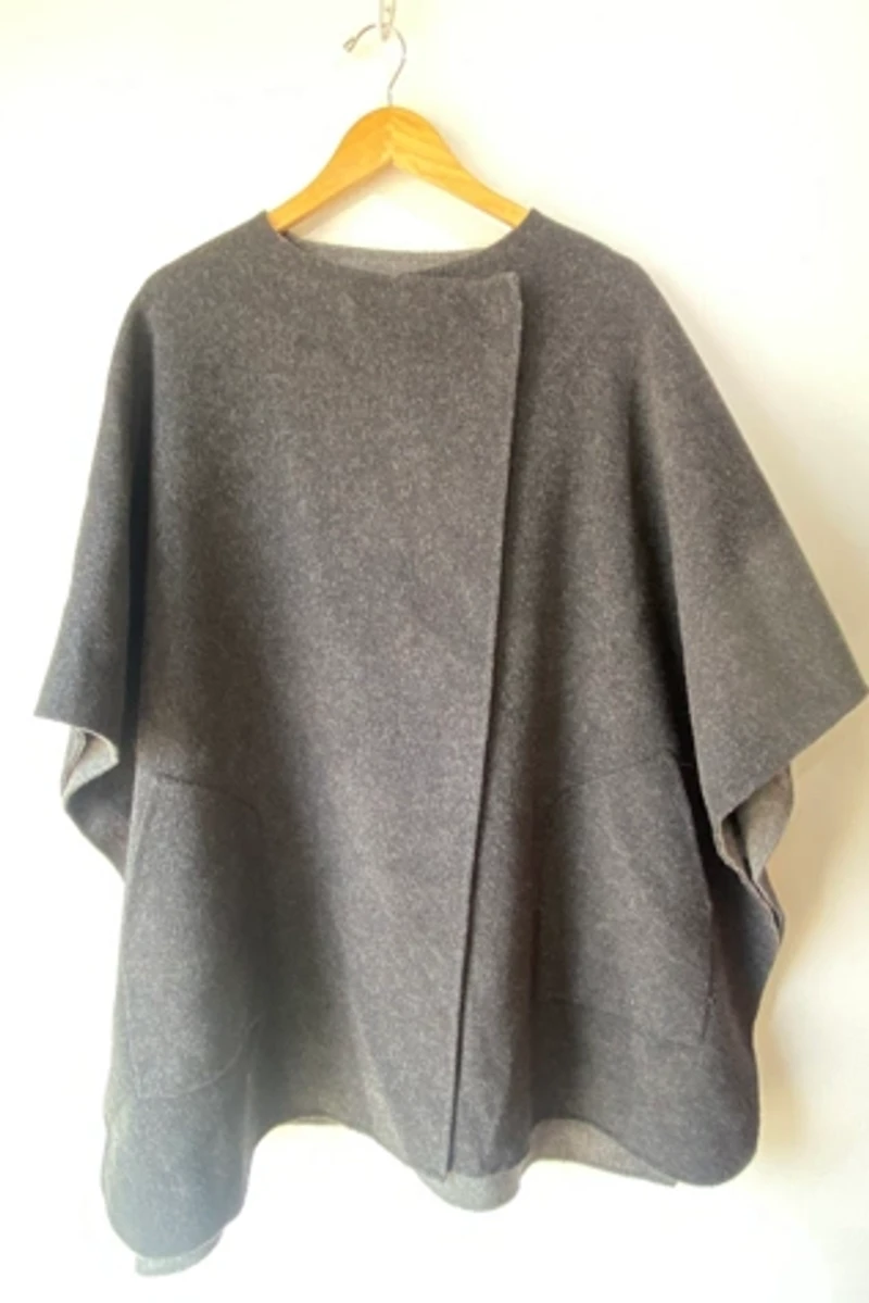 Vince Charcoal Gray Wool Poncho Selected by The Curatorial Dept.