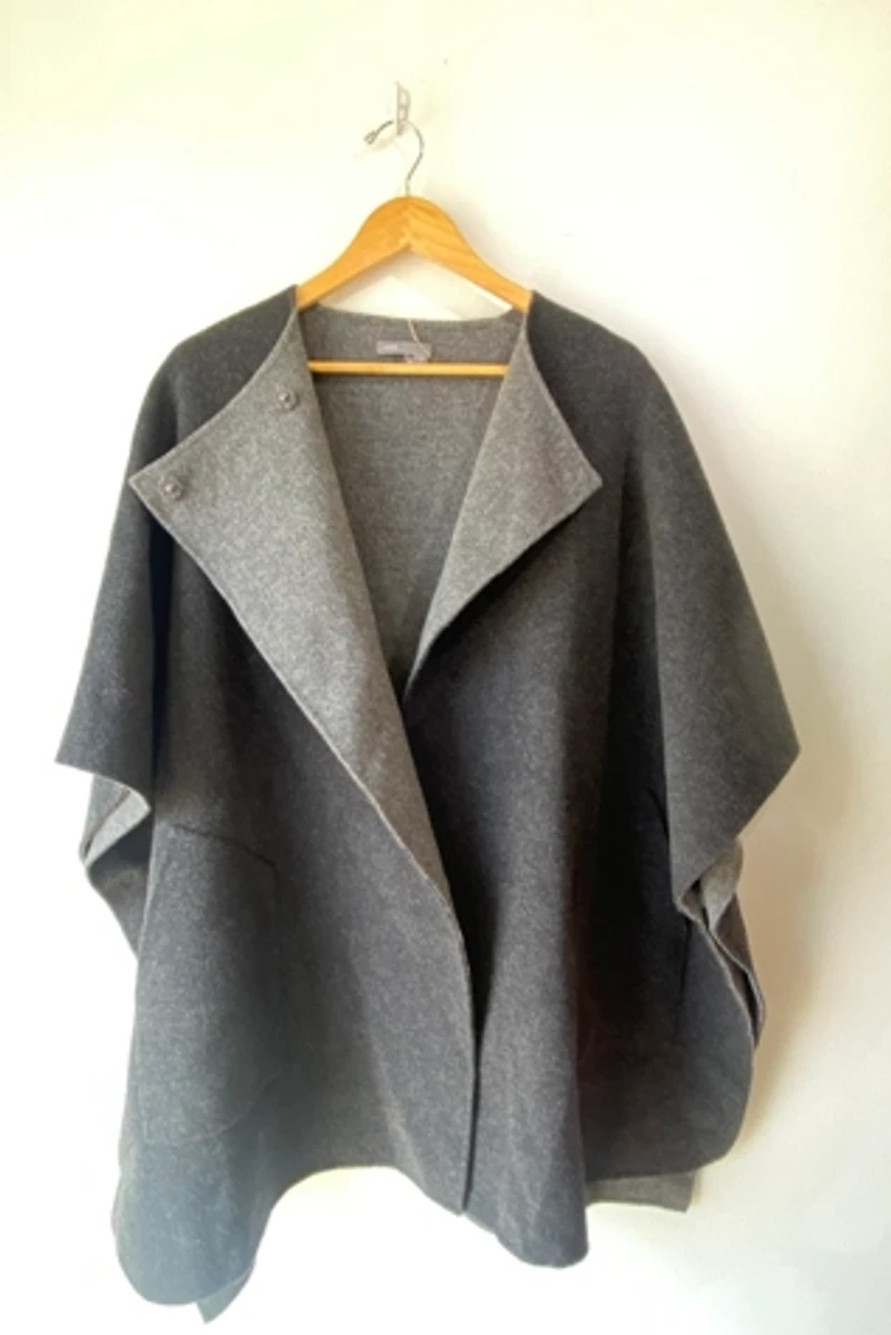 Vince Charcoal Gray Wool Poncho Selected by The Curatorial Dept.