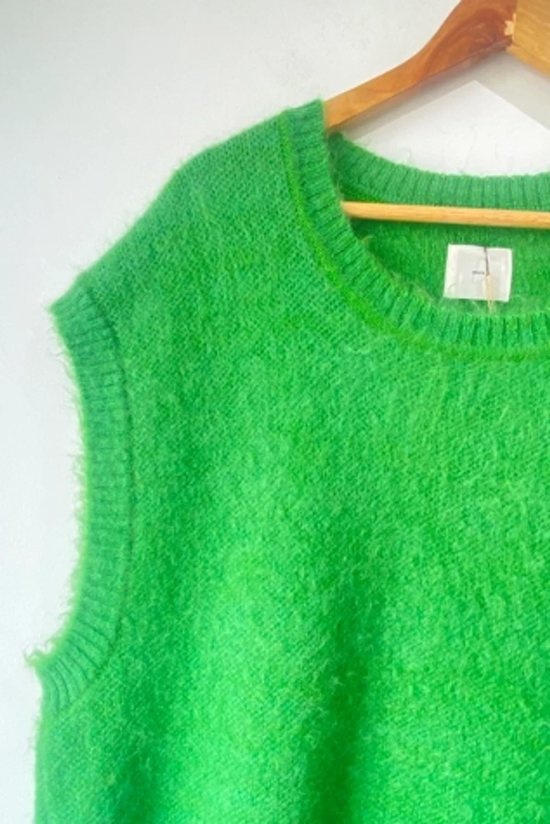 Smock Green Fuzzy Sweater Vest Selected by The Curatorial Dept.