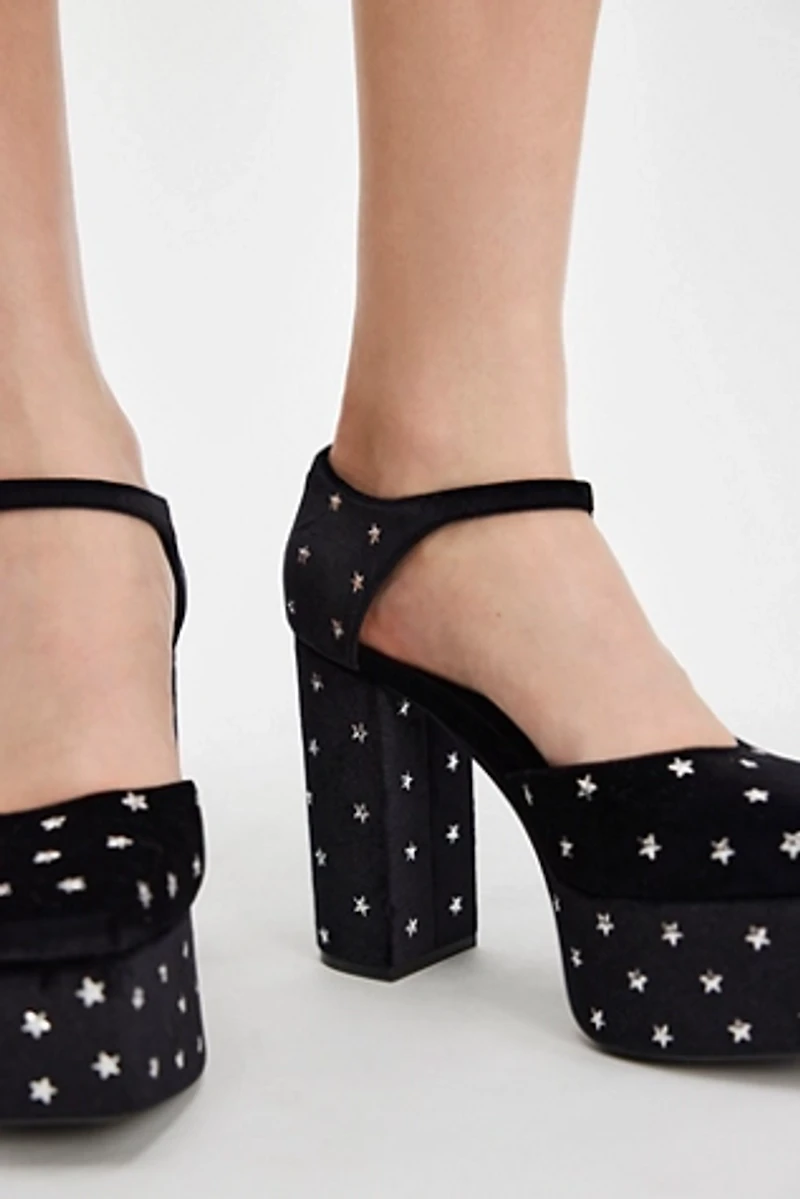 Stardust Velvet Platform Heels