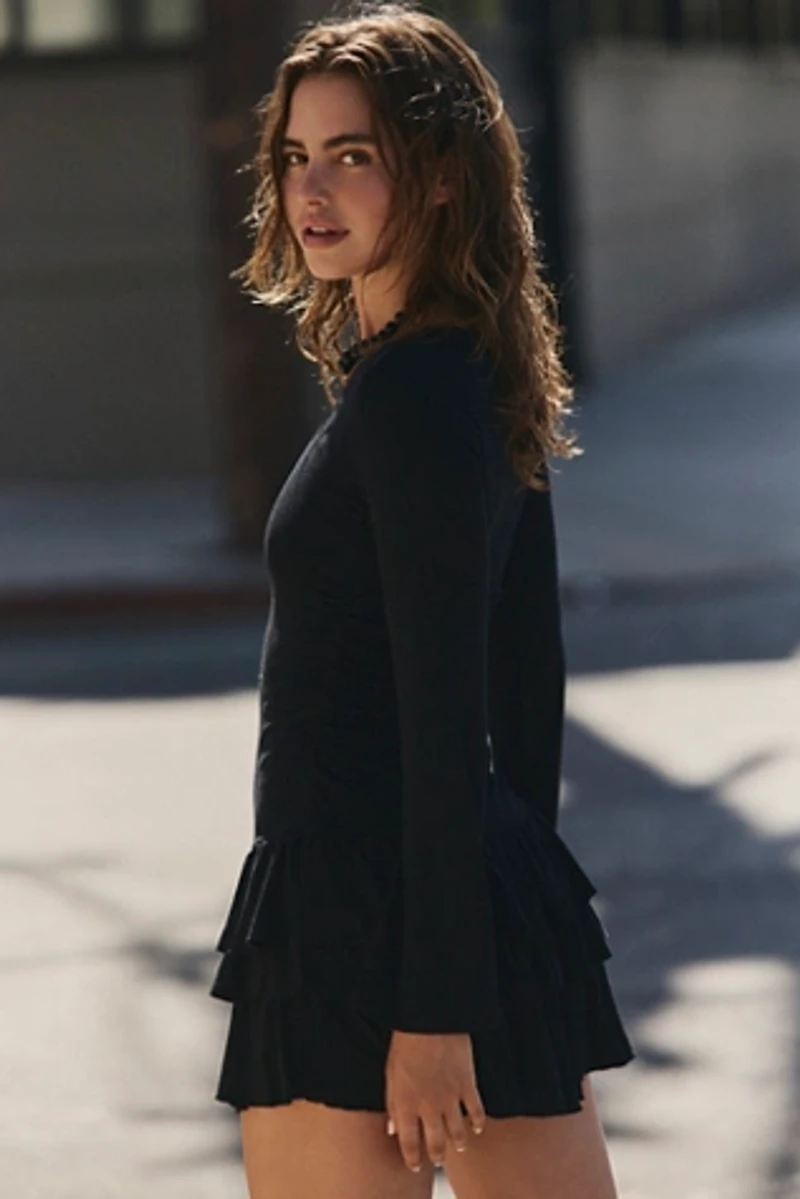 Good Feels Ruffle Long-Sleeve Mini