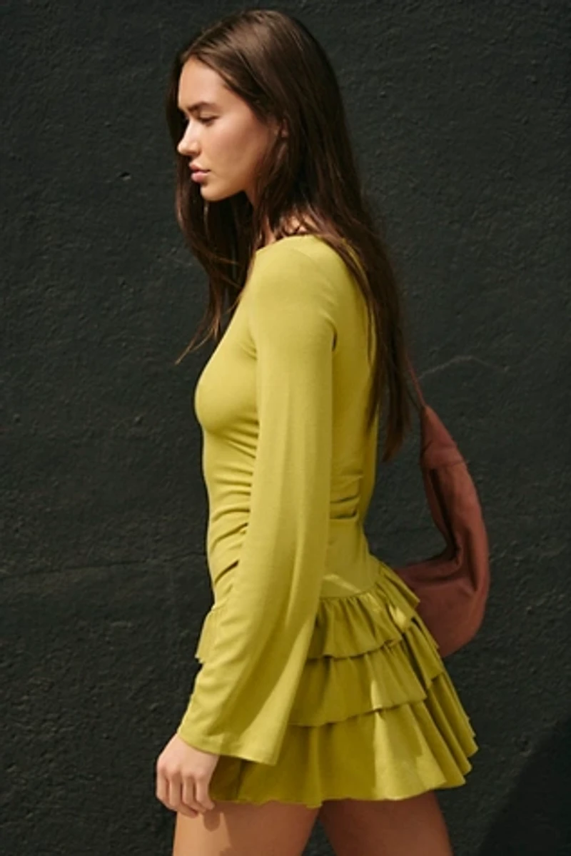 Good Feels Ruffle Long-Sleeve Mini Dress