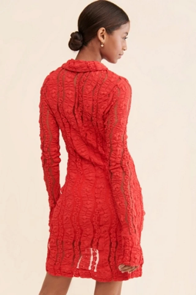 altar'd state red lace dress Aliza Mini Dress in Deep Red