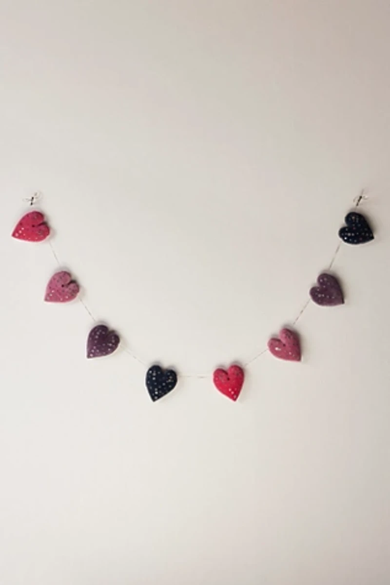 Embellished Velvet Heart Garland
