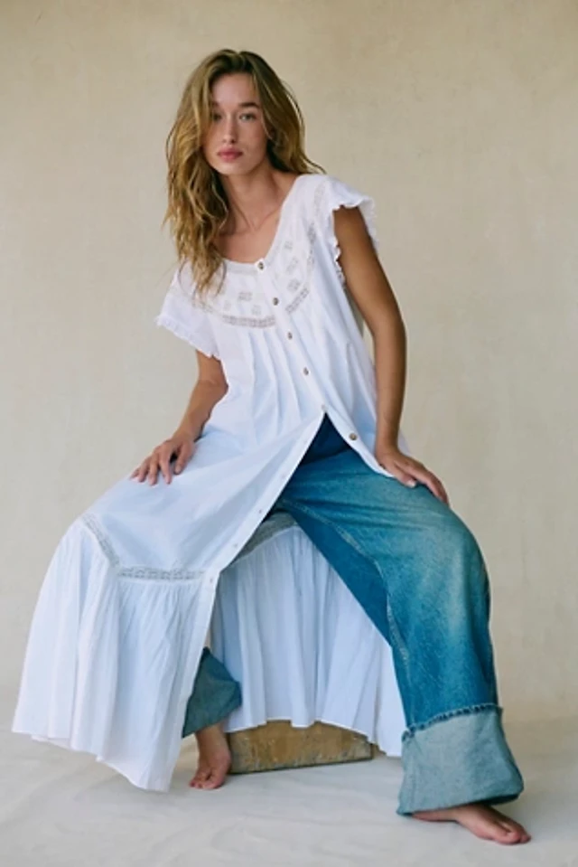 knee length dresses for ladies Apron Neck Midi Dress with Corset Waist Off White / M