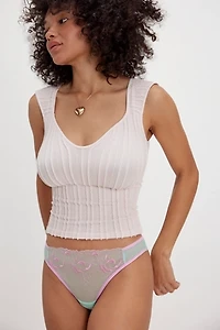 Marta Floral Embroidery Thong