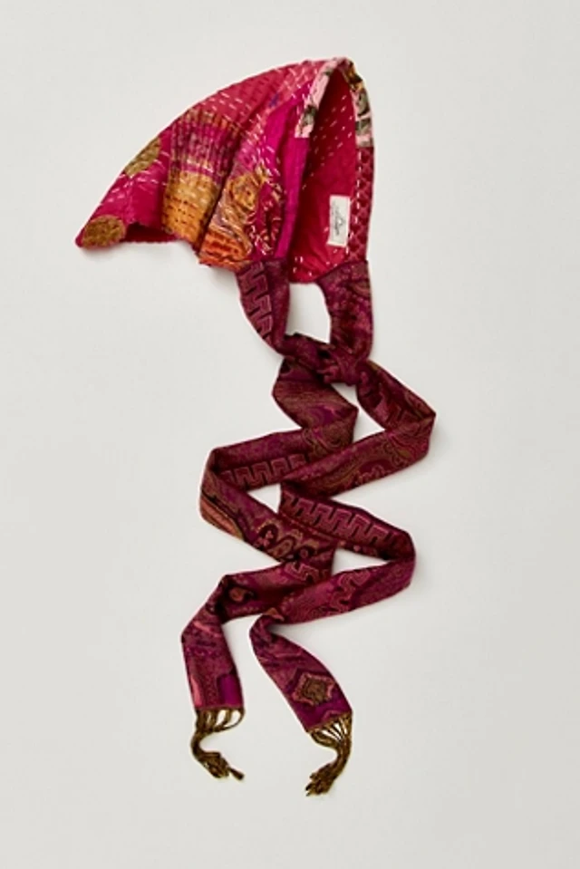 Curried Myrrh One Of A Kind Kantha Hair Scarf | Pacific City display picture 1