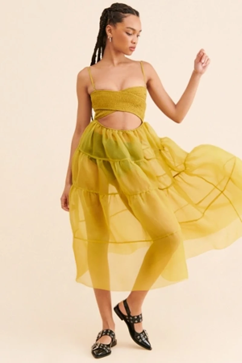 OhSevenDays Sheer Tiered Midi Dress