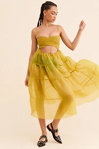 OhSevenDays Sheer Tiered Midi Dress