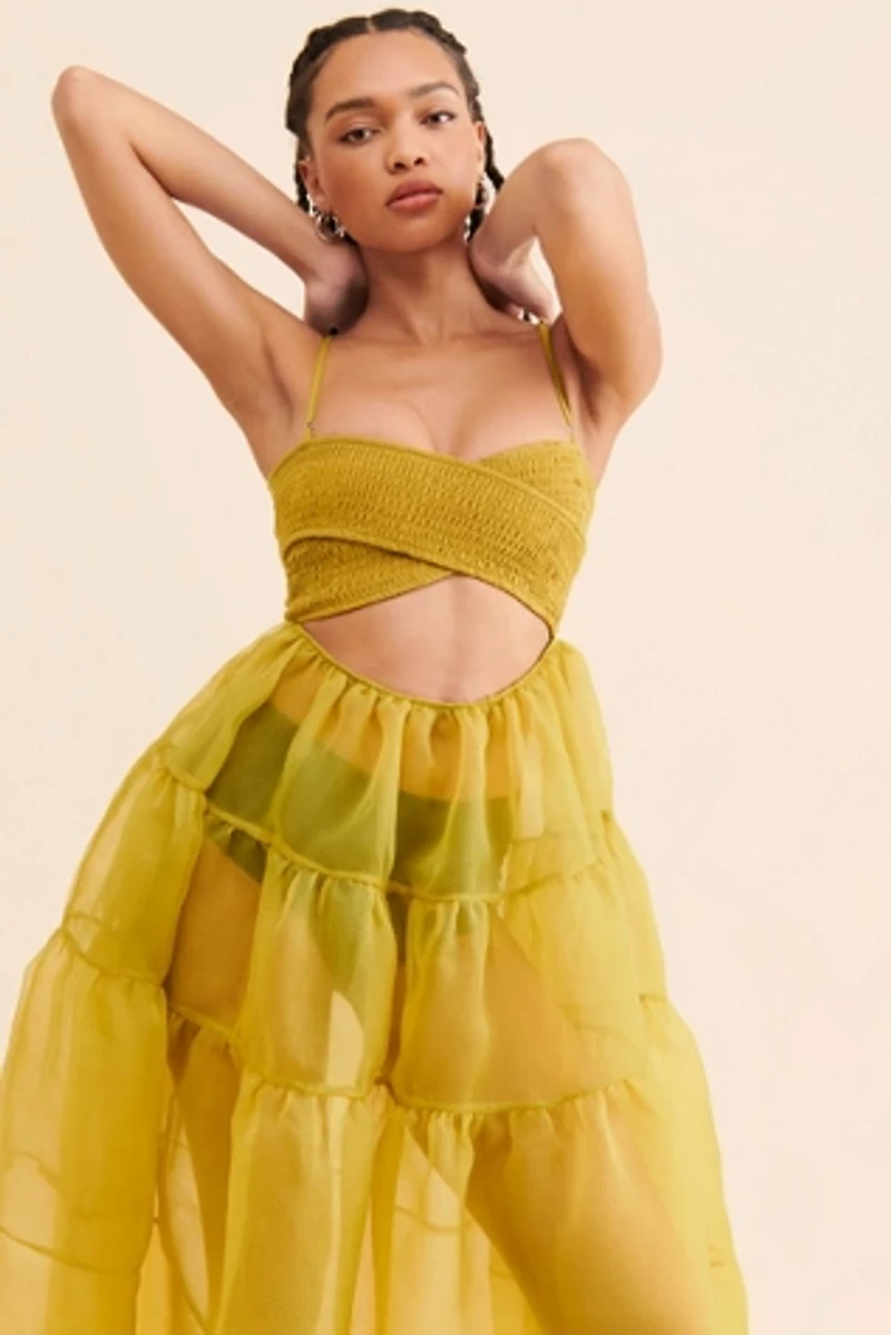 OhSevenDays Sheer Tiered Midi Dress