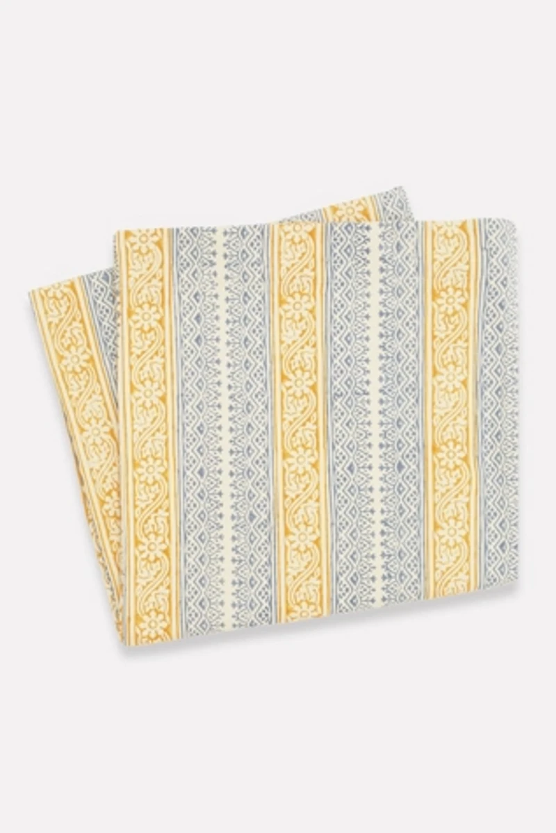 Anchal Floral Stripe Block Print Shower Curtain