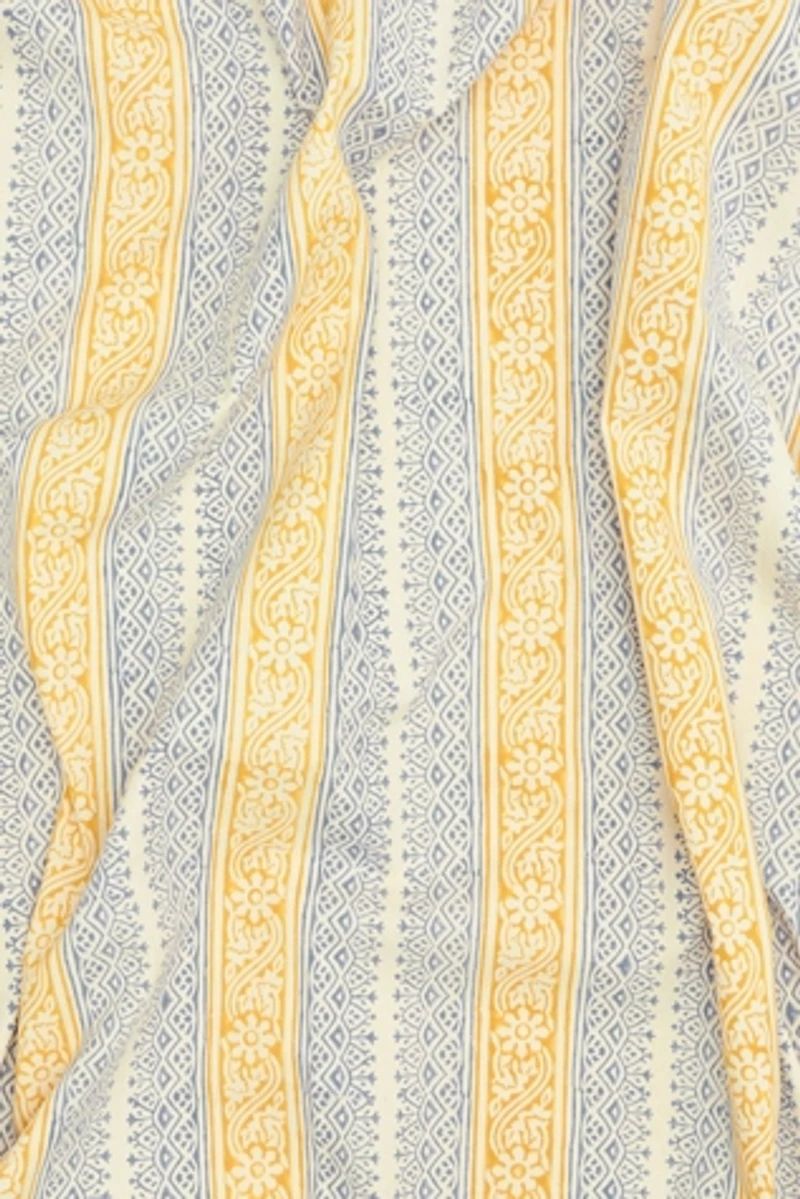 Anchal Floral Stripe Block Print Shower Curtain