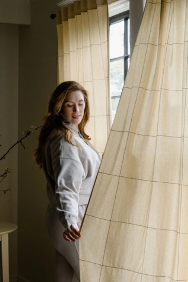 Anchal Grid-Stitch Curtain Panel