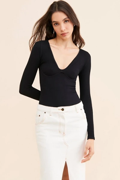 Meg Seamless V-Neck Long-Sleeve Bodysuit