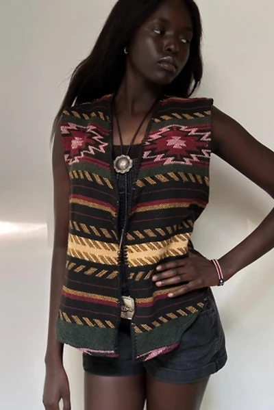 Vintage 1990's Woven Western Theme Vest Selected By Afterlife Boutique