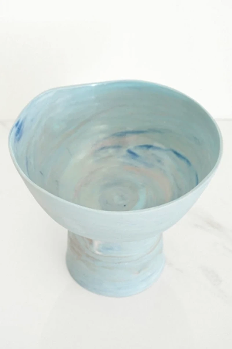 Ren Vois Denim Mixed Marble Pedestal Bowl