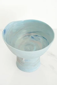 Ren Vois Denim Mixed Marble Pedestal Bowl