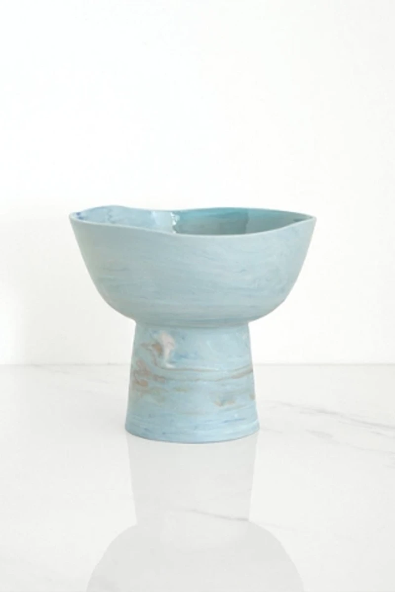 Ren Vois Denim Mixed Marble Pedestal Bowl