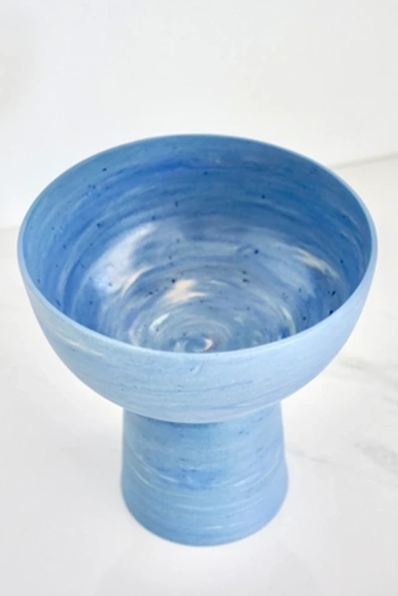 Indigo Marble Pedestal Bowl