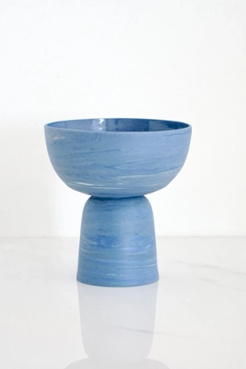 Indigo Marble Pedestal Bowl