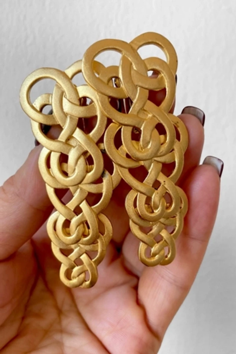 80s Signed Stephen Dweck Vermeil Articulating Squiggle Earrings Selected by MARMALADE