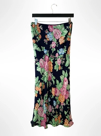 1990s Silk Floral Bias Cut Skirt Selected By Ritual Vintage