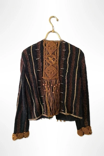 1990s Sandy Starkman Mud Cloth Crochet Jacket Selected By Ritual Vintage