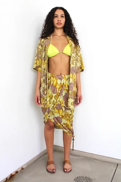 Vintage Sequined Botanical Print Blouse and Skirt Set Selected By Ankh By Racquel