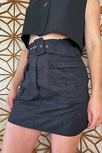 Linen Blend Cargo Skirt with Belt Selected by Picky Jane