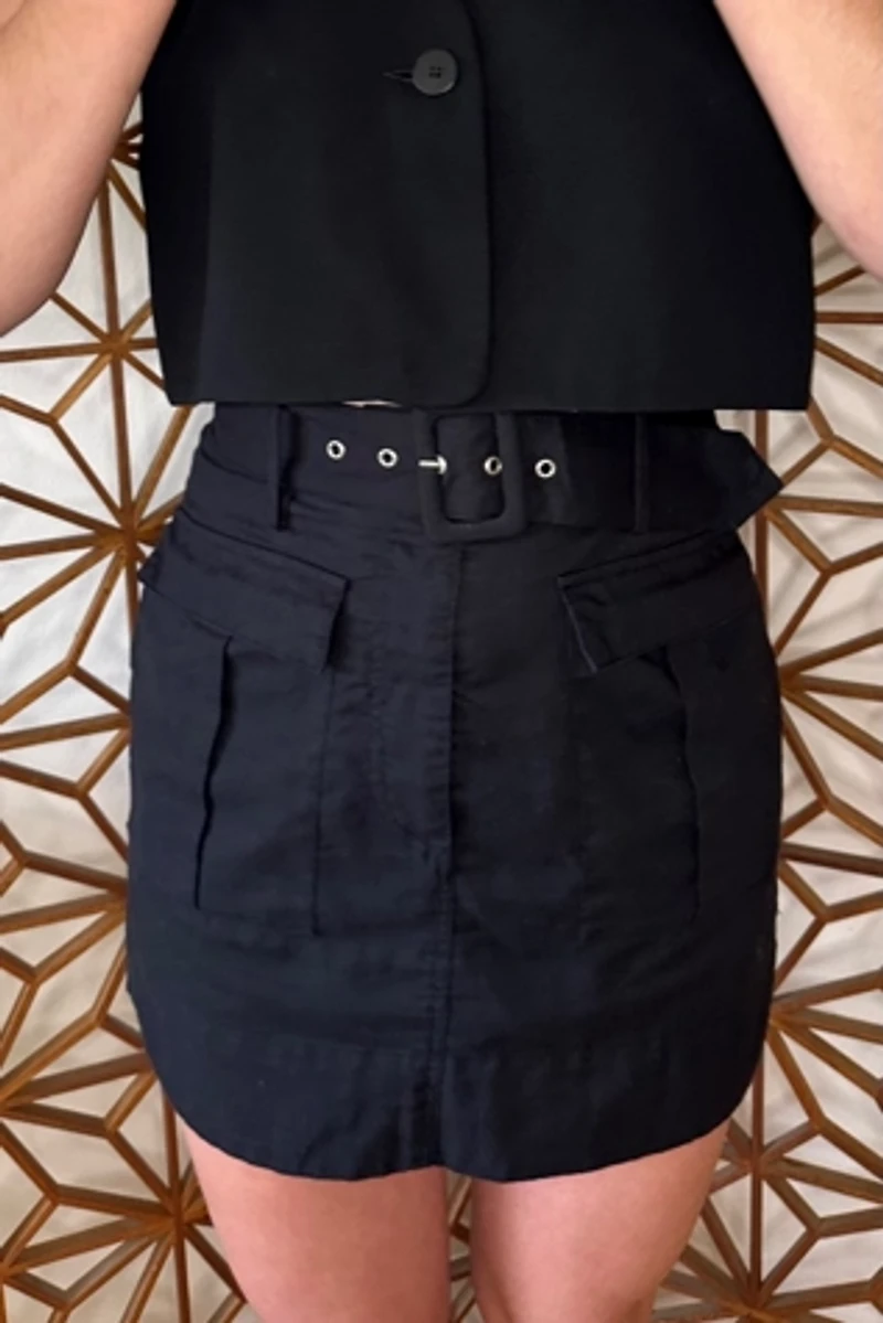 Linen Blend Cargo Skirt with Belt Selected by Picky Jane
