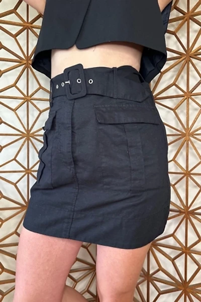 Linen Blend Cargo Skirt with Belt Selected by Picky Jane